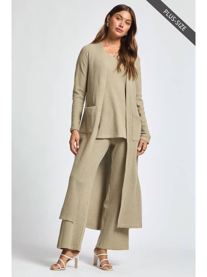 Dear Scarlett - Vente Ensemble de vêtements d'intérieur – femme - Débardeur thermique sans manches grande taille + Cardigan + Pantalon décontracté14