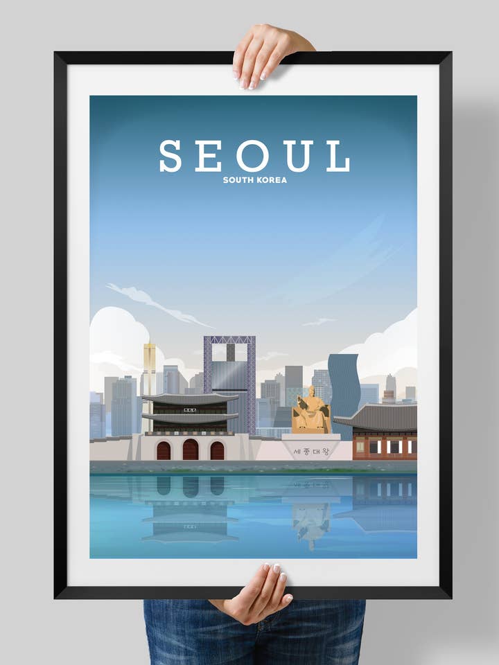 Seoul Print, South Korea Poster, Seoul Map for wholesale by Hillview Prints