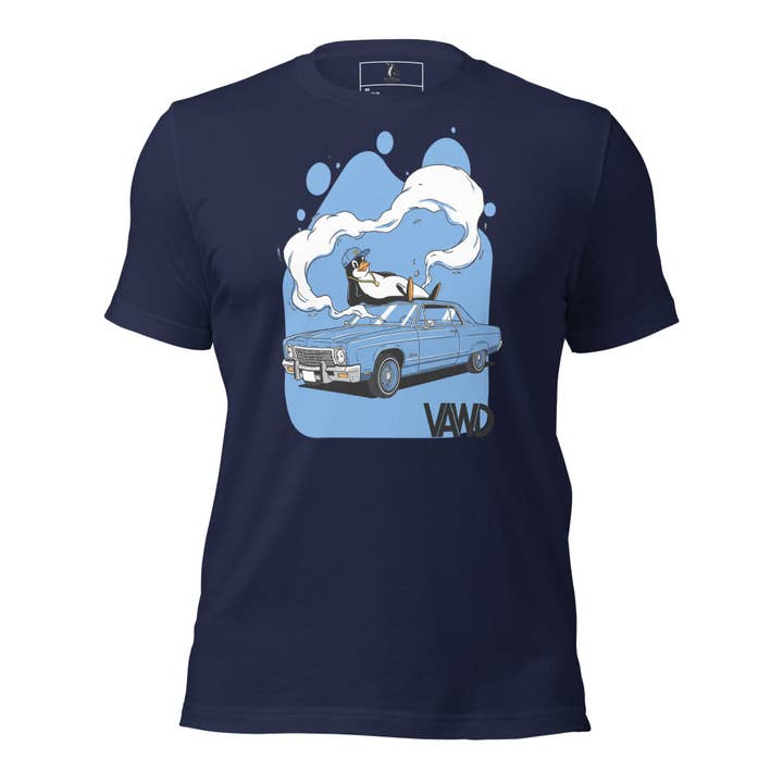 VAWD Lowrider Penguin Graphic Tee – Västkust Hip-Hop Klassisk Inspirerad T-shirt för wholesale av VAWDesigns