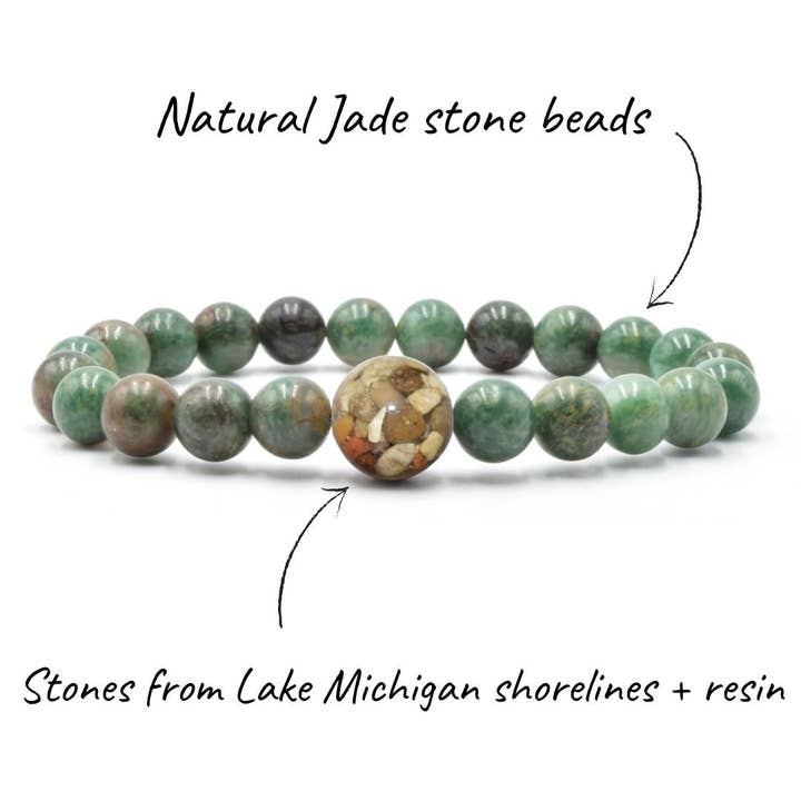 Homes Bracelets - Wholesale Beaded Bracelet - Wear a Real Piece of Lake Michigan - African Jade