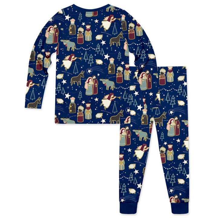 Millie Loves Lily - Wholesale Sleepwear Set - Kids - Navy Christmas Nativity Pajama Set
