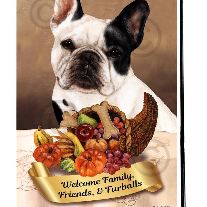 Pet Gifts USA, LLC – wholesale Flag – French Bulldog White & Black Thanksgiving - Garden Fla...