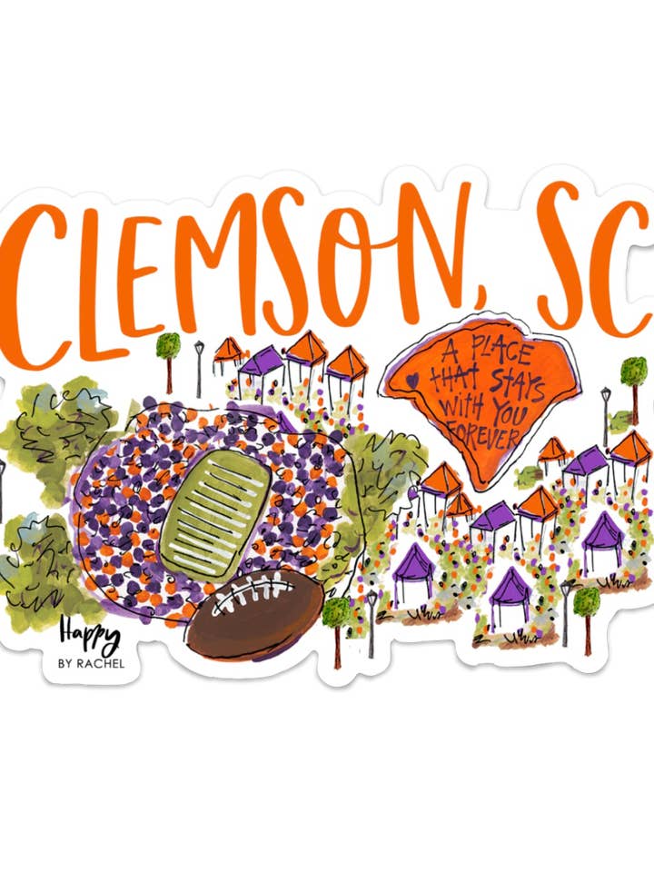 Clemson, SC Sticker for wholesale by Happy By Rachel, LLC