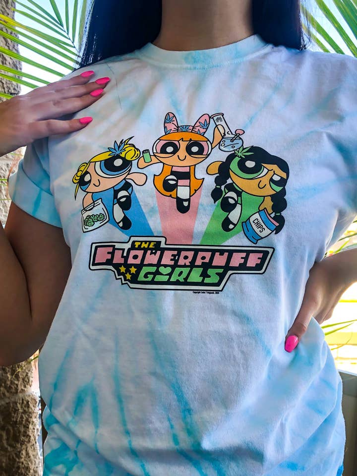 Camiseta Tie Dye Flowerpuff Girls por atacado de Cabin 7 Originals