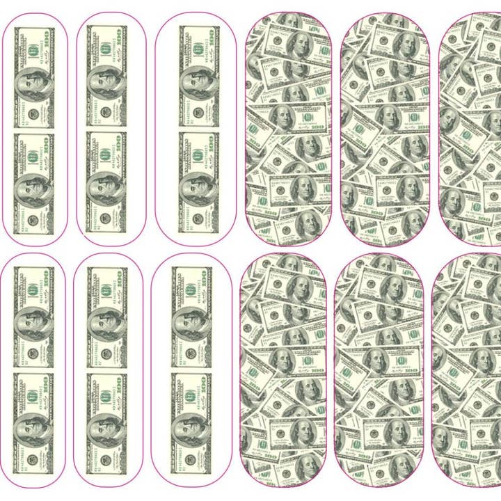 Hundred Bills Decals - CLEAR for wholesale by DIPPY COW NAILS