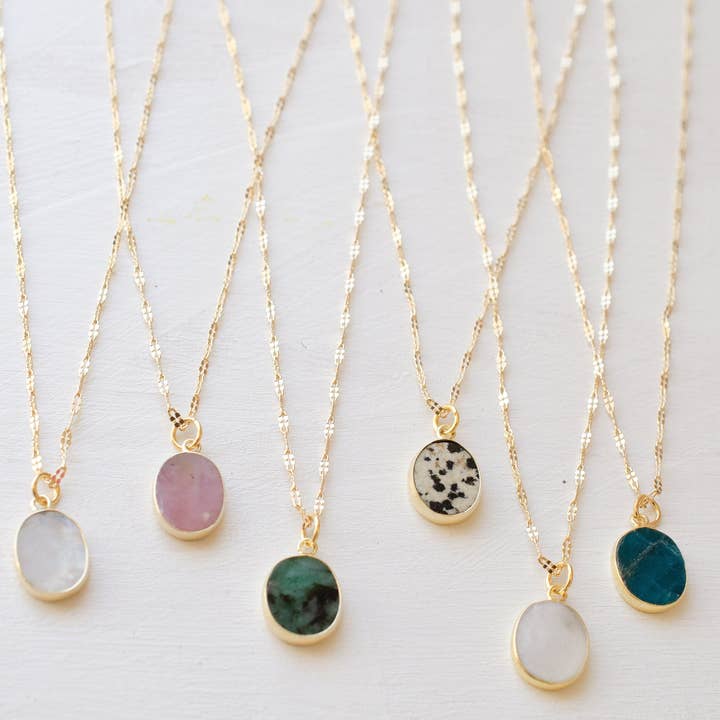 Jill Makes - Venta al por mayor Collares con colgantes/abalorios - Collar de gemas ovaladas2