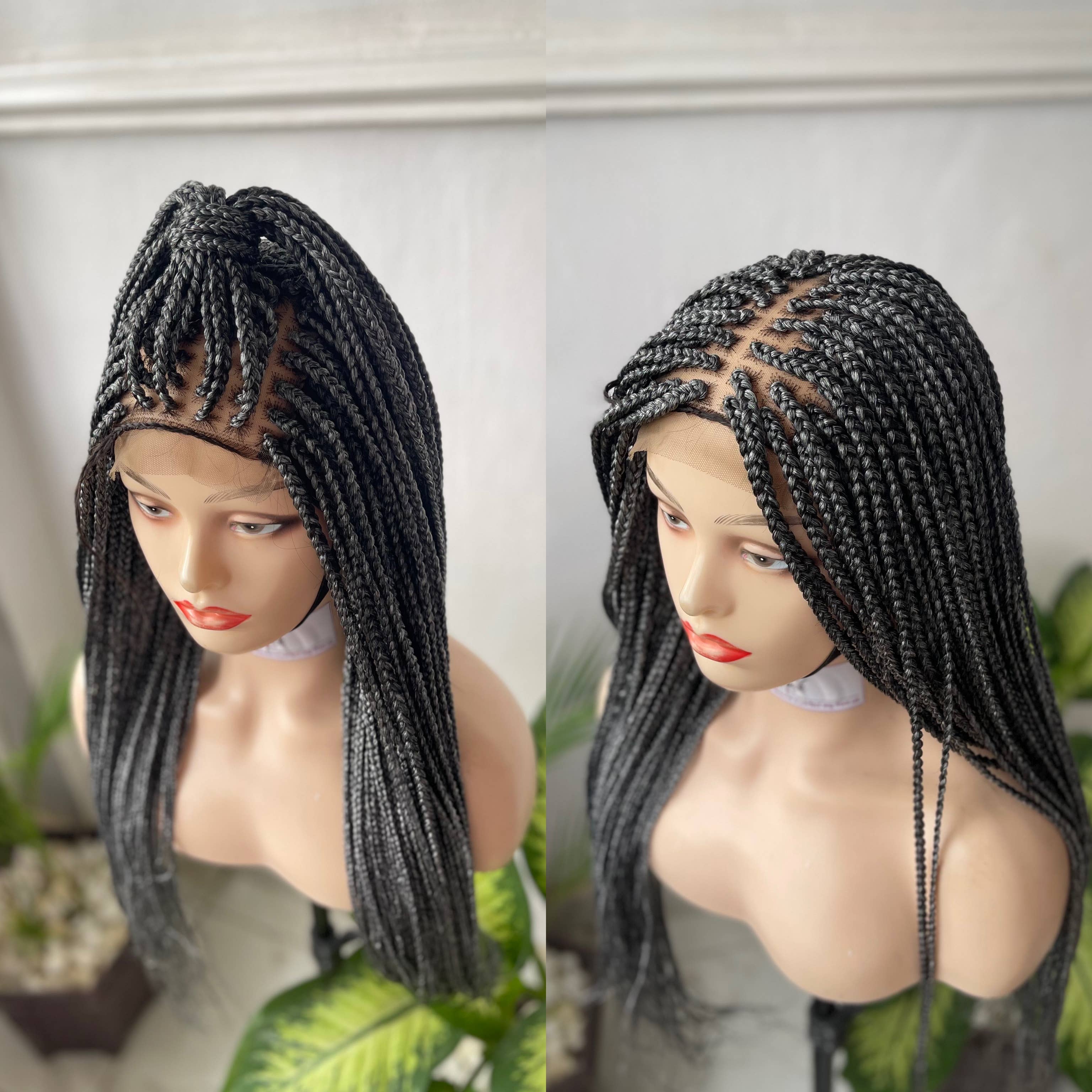 Lamuskwigs - Wholesale Wig/Hair Piece - Ready to ship Grey braided wig in closure. Glueless lace4