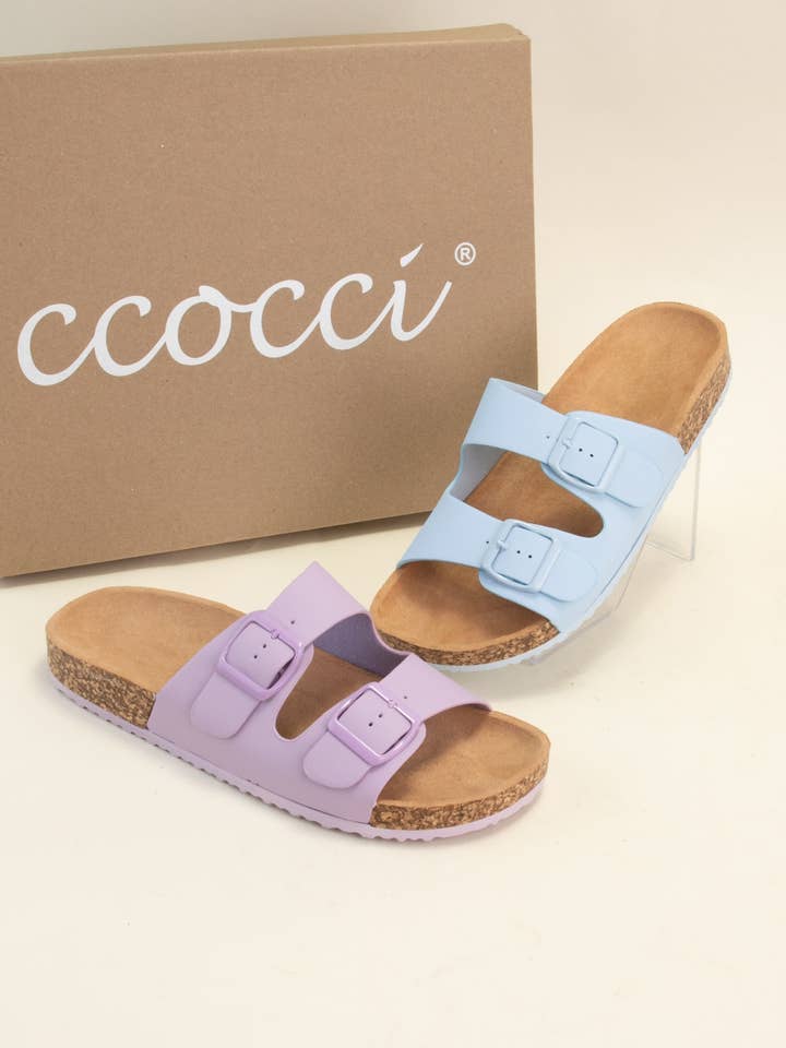 CCOCCI - Wholesale Sandals - Women's - AUDRINA COLOFUL DOUBLE BUCKLE STRAP SANDAL