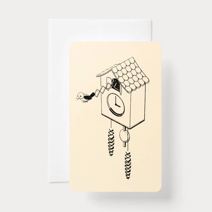 Carte embossée faite main | Série Maison : Horloge à coucou pour la vente par Nandaka