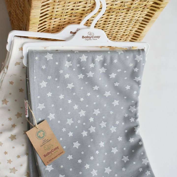 STAR SET of 2 blankets for babies in 100% organic cotton per la vendita all'ingrosso da parte di BabyCosy Organic