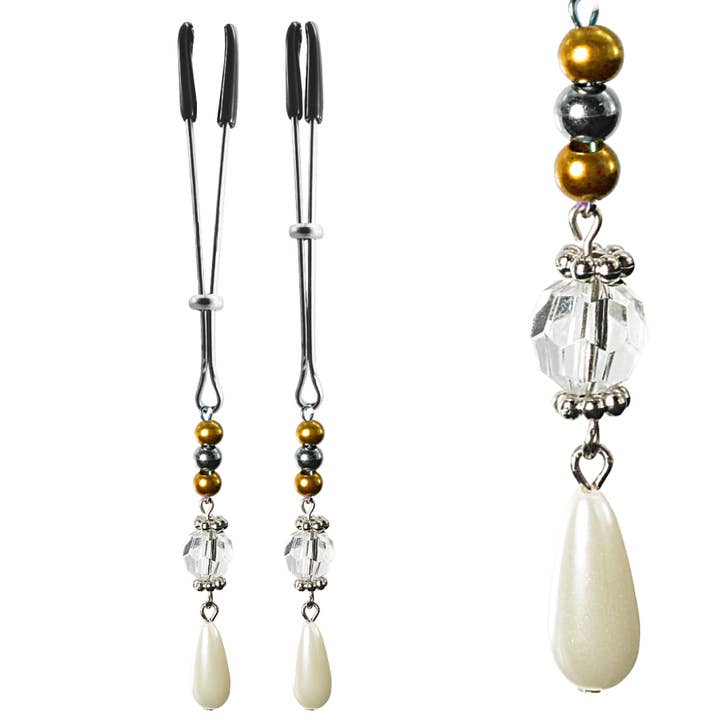 Nipple Clamp Tweezer W/anodized & Faceted Beads for wholesale by Bijoux De Nip
