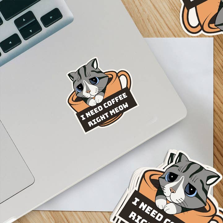 Ozark Sticker Company – Großhandel Aufkleber – Ich brauche Kaffee Right Meow Aufkleber2