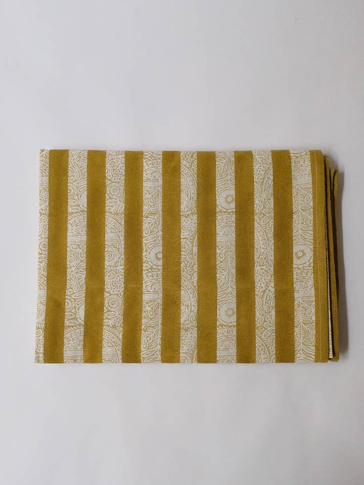 Maya - Hand Block-printed Reversible Duvet Cover (Khaki Sage) for wholesale by Soil to Studio