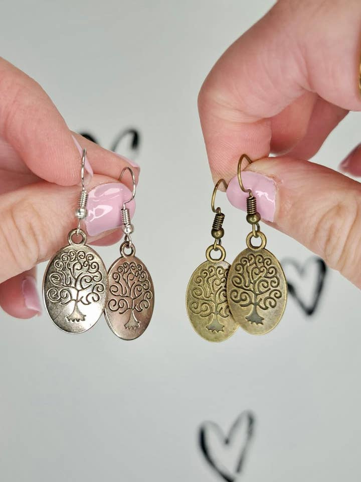 Oval Tree of Life Earrings for wholesale by Tumbled Earth Inc.