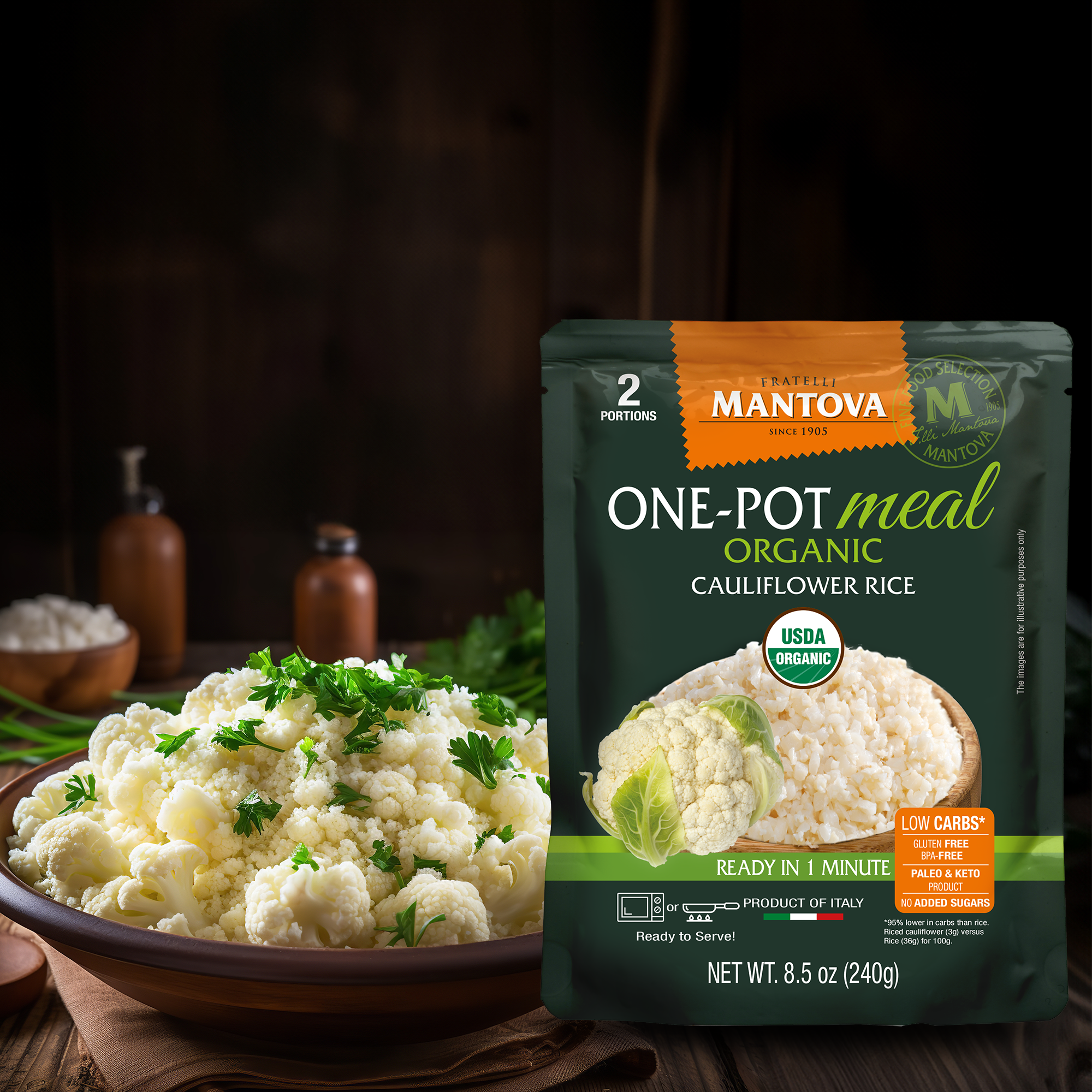 Fine Italian Food - Wholesale Rice - Mantova Organic Cauliflower Rice, 8.5 oz.7