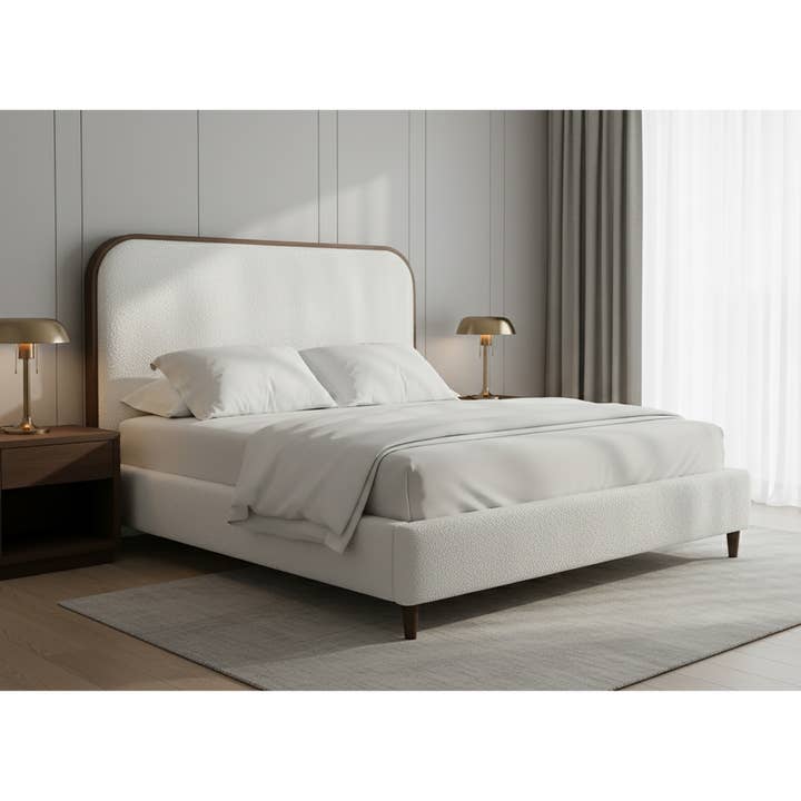 Glamour Home - Wholesale Bed - Brenda Fabric Upholstered Queen Bed with Wood Trim Accent5