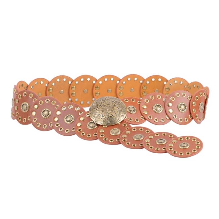 Most Wanted USA - Wholesale Belt - Women's - Leather Circle Caterpillar Disc Belt2