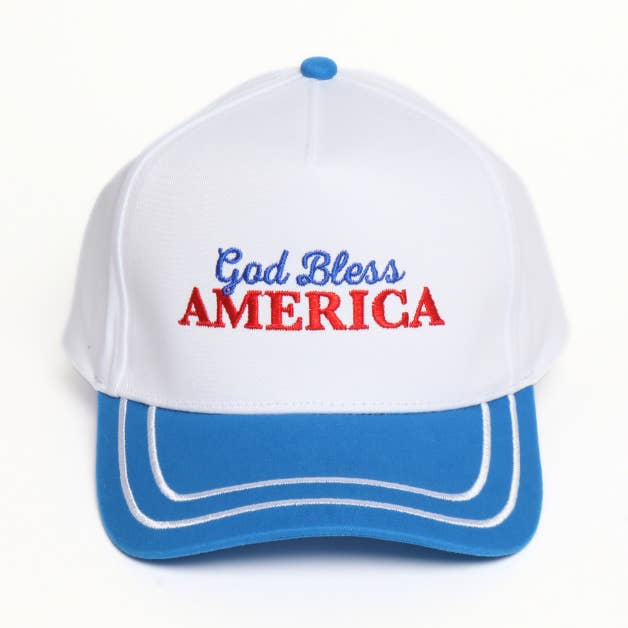 Americana GOD BLESS AMERICA Embroidered Double Stitch Cap for wholesale by David And Young