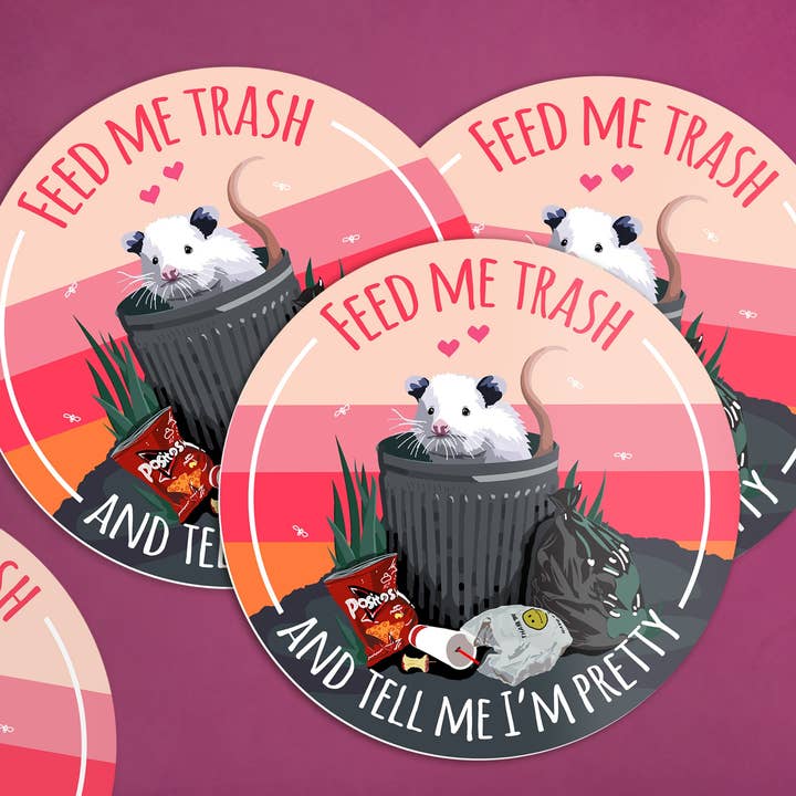 BoyPilot Goods - Wholesale Sticker - Feed Me Trash Possum Sticker2