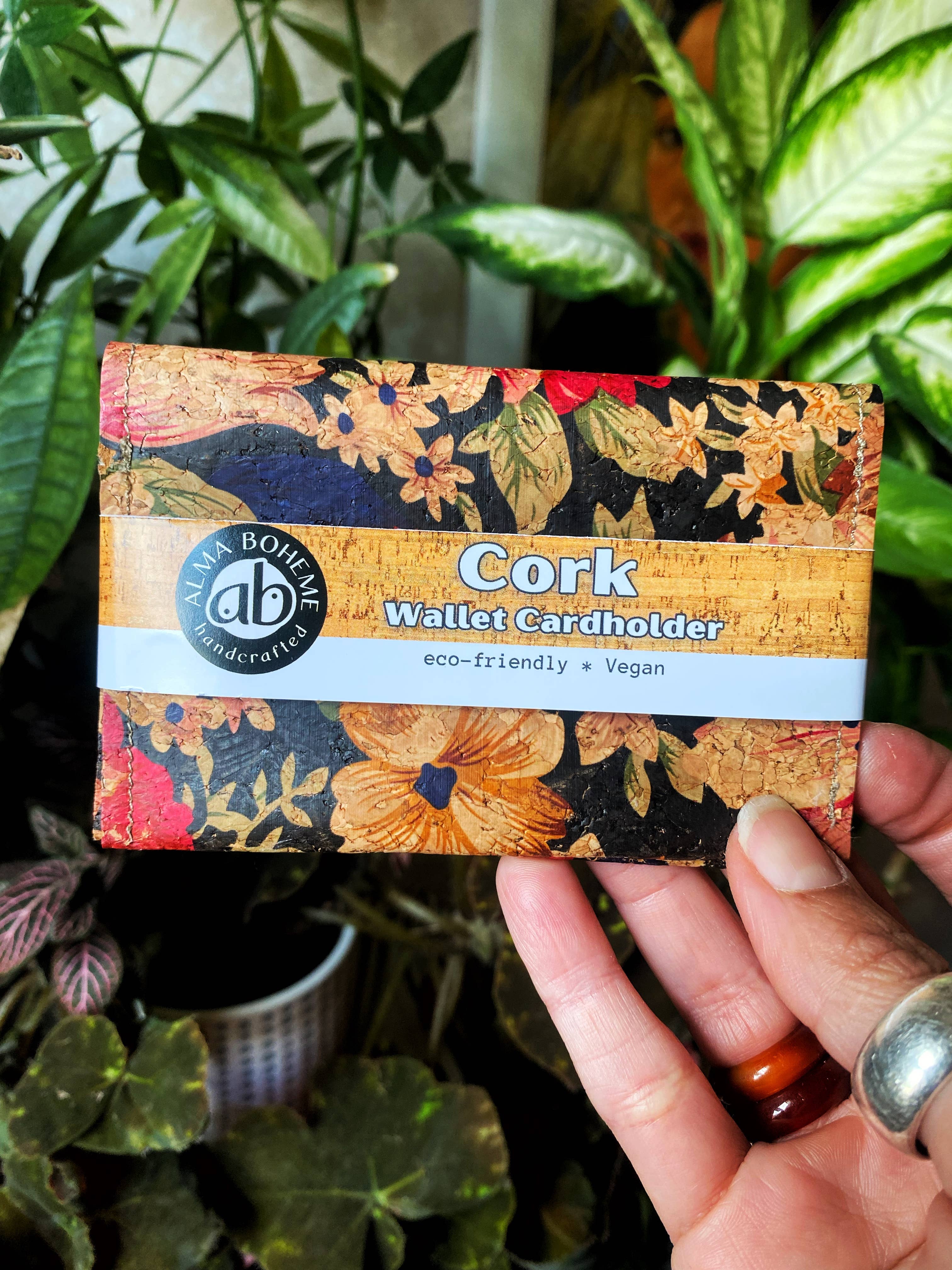 Alma Boheme Handmade - Vente Portefeuille – femme - Portefeuille pliant en liège avec motifs nature - Porte-cartes36