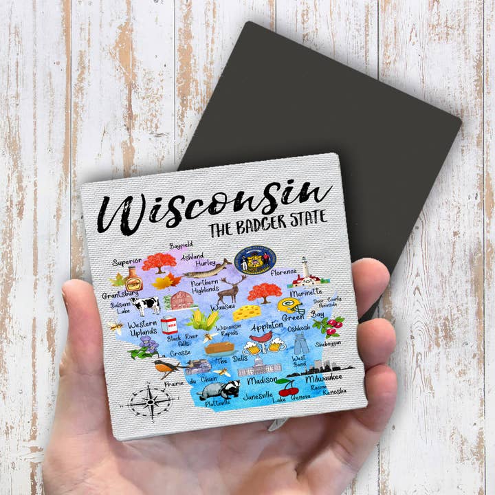 Avery Lane Gifts – wholesale Magnet – Wisconsin State Map Souvenir Magnet Fridge