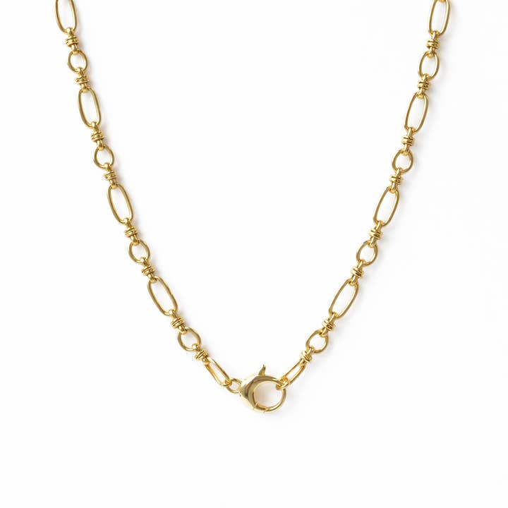 Tarnish Resistant Gold Large Link Necklace w/ Charm Clasp for wholesale by Lenny & Eva