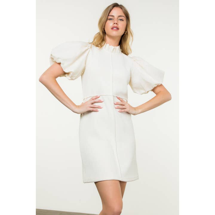 CREAM Puff Sleeve Corduroy Midi Dress for wholesale on Faire