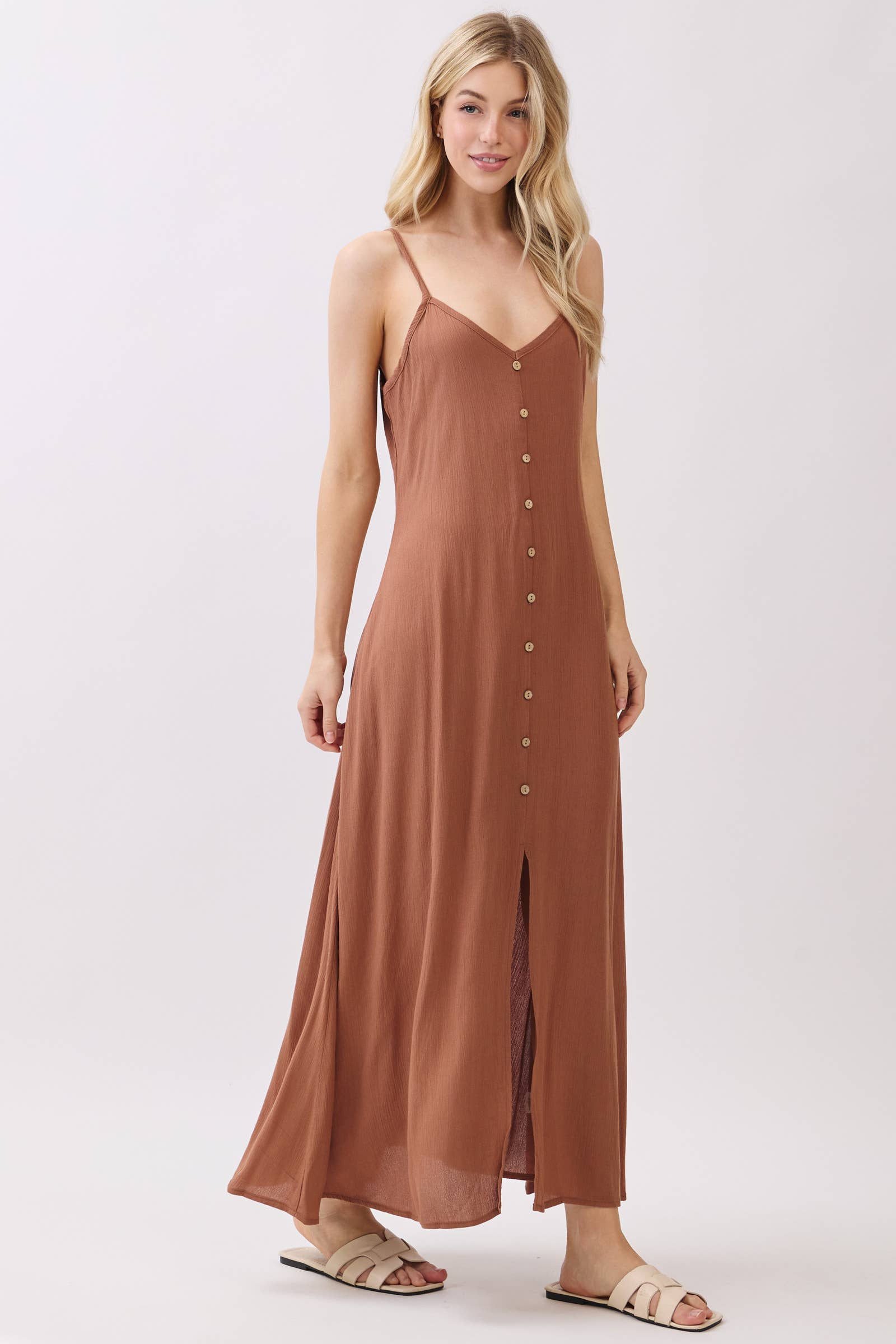 Final Touch - Vente Robe – femme - Robe fluide en mousseline épaisse avec boutons contrastants - ND40209-HV34