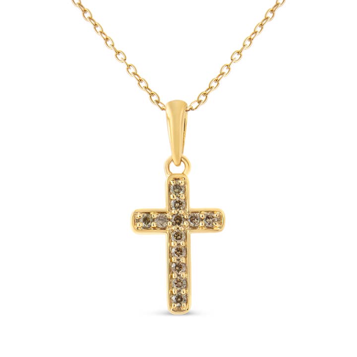 Collier pendentif croix diamant 1/4ct or jaune sur argent pour la vente par Infinite Jewels