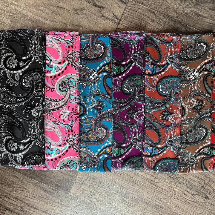 Double B Wild Rags - Wholesale Scarf - Women's - 100% Silk Wild Rag Classic Paisley Red Brown Pink Black Purple Blue by Double B Wild Rags2