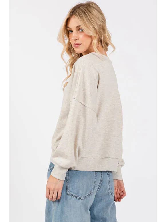 Final Touch - Wholesale Knit Top - Women's - Cotton Terry Raw Edge Top - NT30652A6