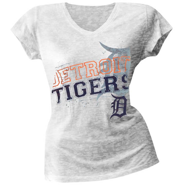 Official Store - Wholesale Screen Printed T-Shirt - Women's - Detroit Tigers - Splatter Logo Women's Juniors T Shirt