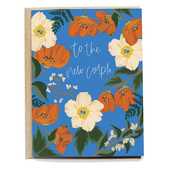 Pen + Pillar - Wholesale Wedding Card - Cobalt Poppy Wedding Greeting Card