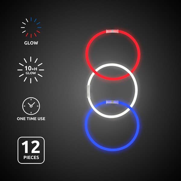 Windy City Novelties - Wholesale Party Favor - Patriotic Glow Bracelets Retail Counter Display – 900 Total3