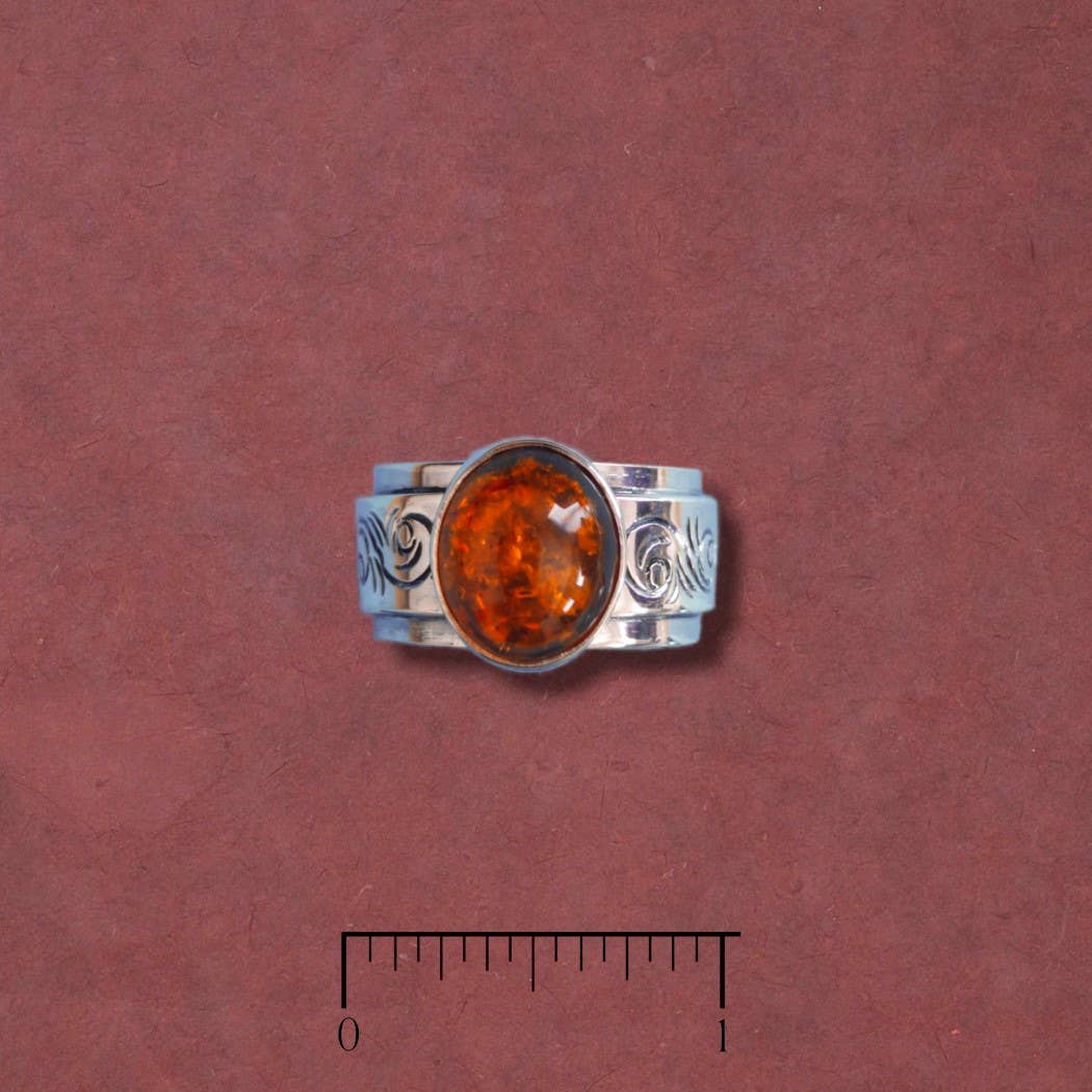 Tidepool - Vente Bague de cocktail/de cérémonie - Bague ovale en ambre avec bande dessinée0