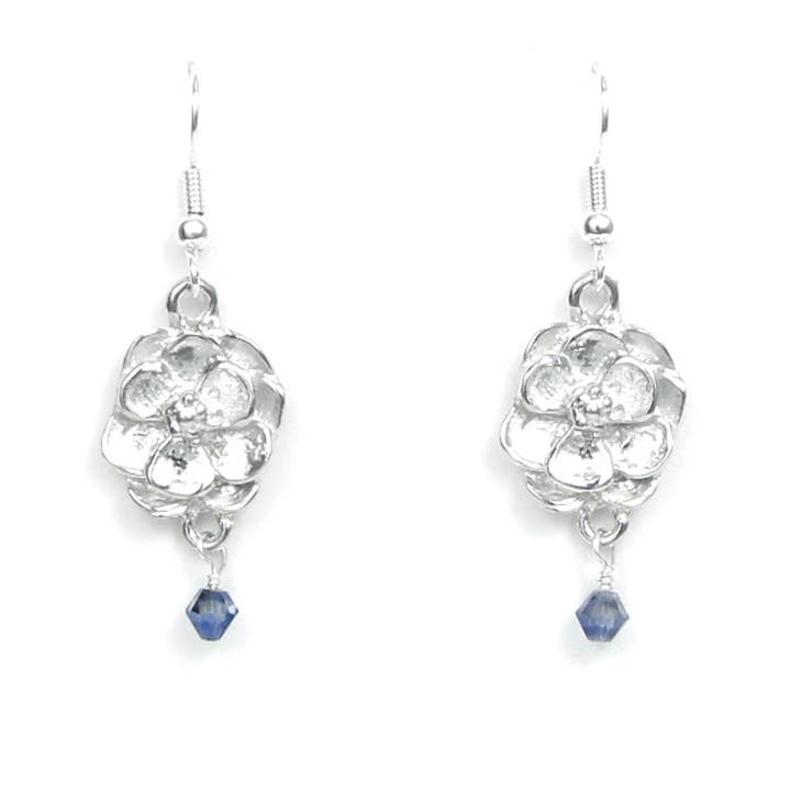 Lucina K. – Brincos de argola por atacado – Brincos de flor de magnólia de aço estanho