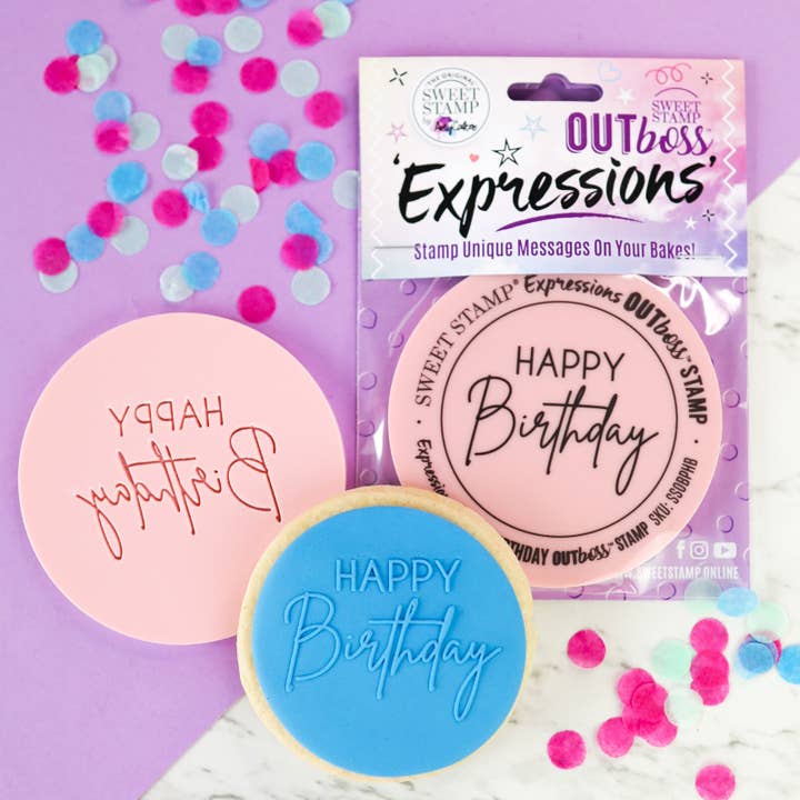 OUTboss Expressions - Trendy Happy Birthday - Regular Size for wholesale by Sweet-Stamp