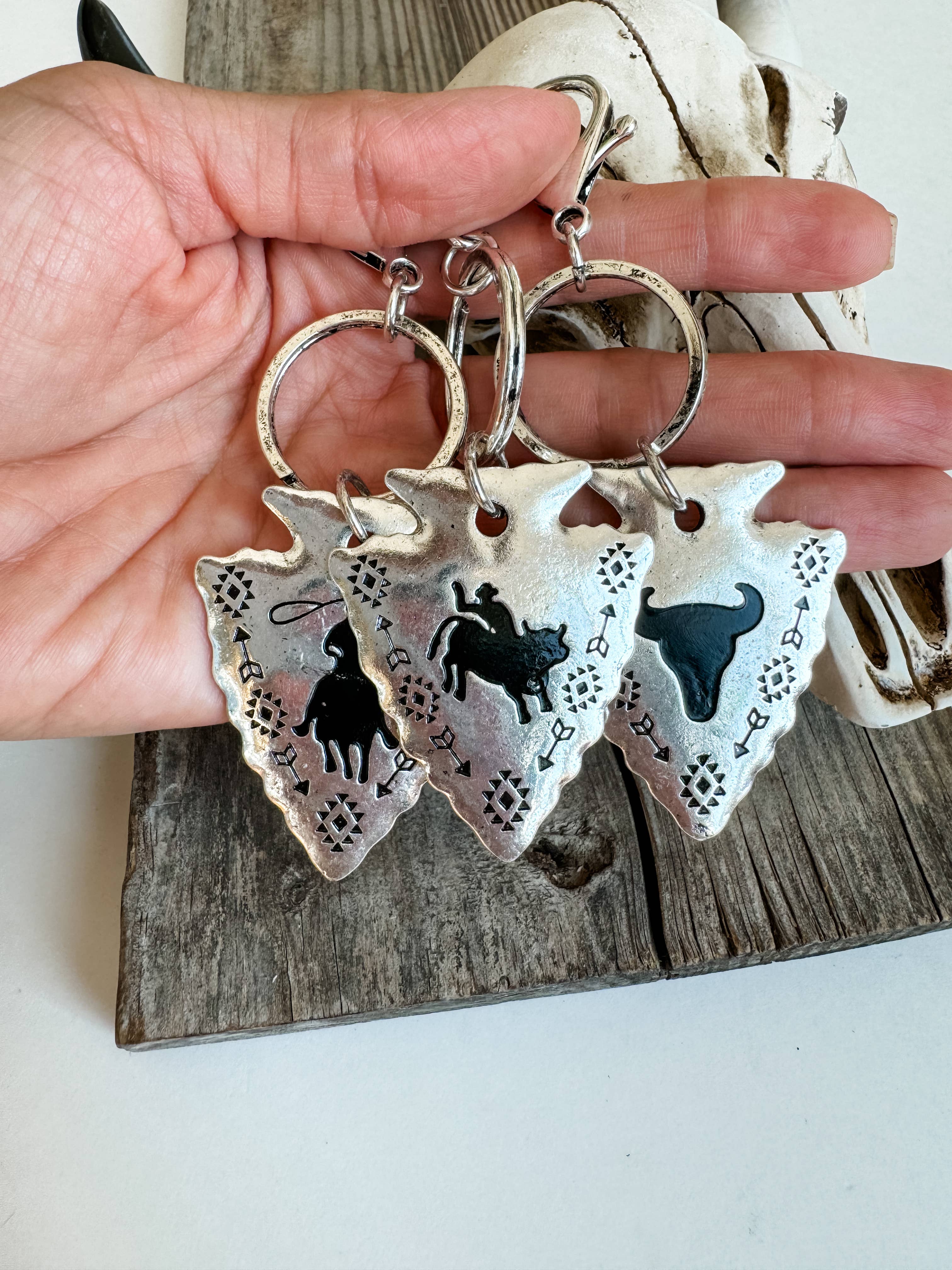 Boho Ranch Shop - Wholesale Keychain - Women's - Western ARROW Aztec Pattern | EARTAG Pendant Keychain 8