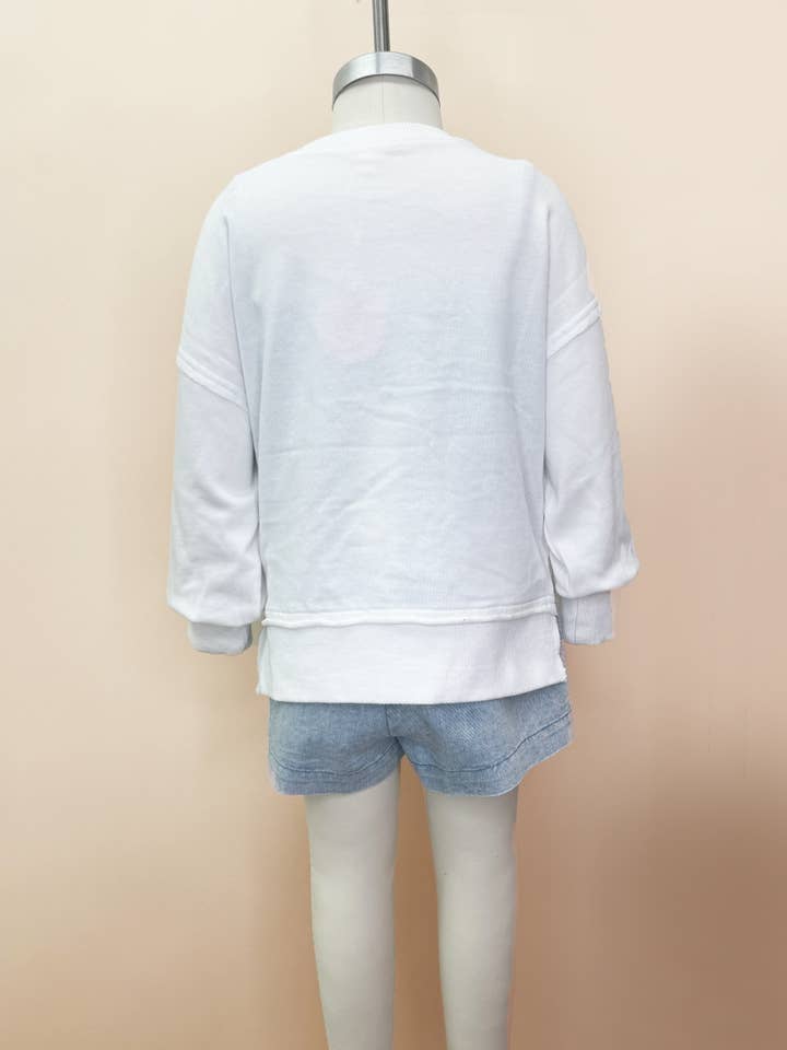 White Kids Washed USA Star Logo Patch Sweatshirt for wholesale on Faire