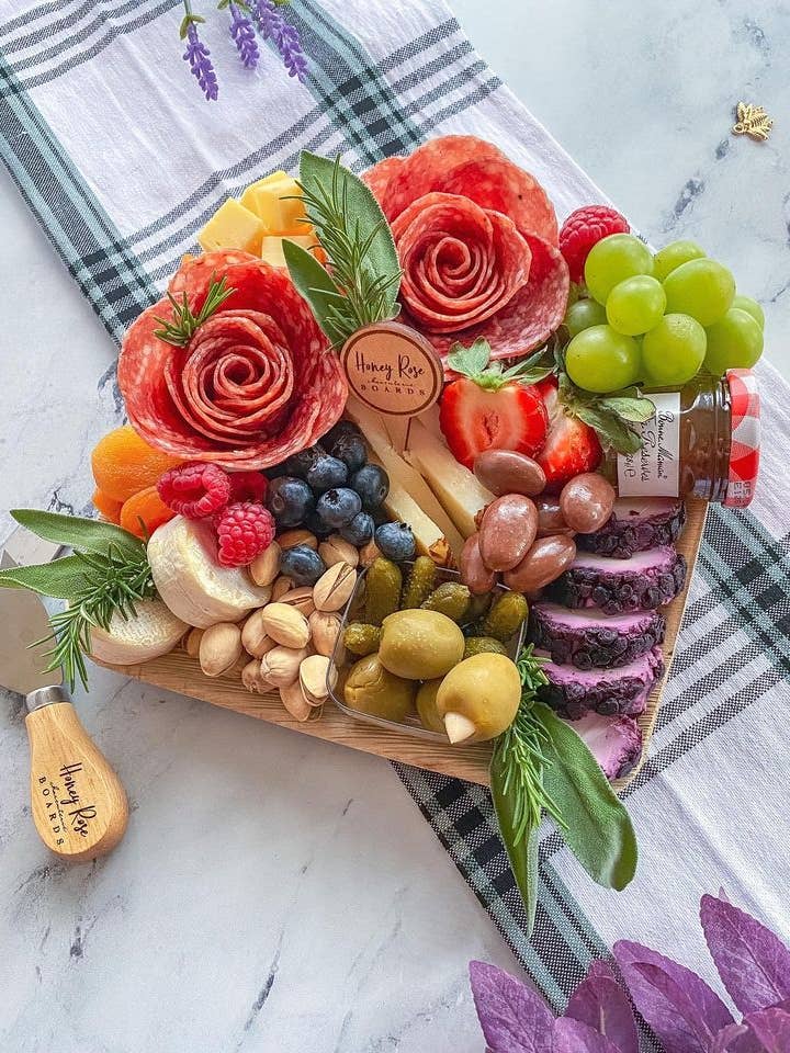 Custom Charcuterie Board Picks | Logo Wood Stakes Display for wholesale by Juniper and Lilies