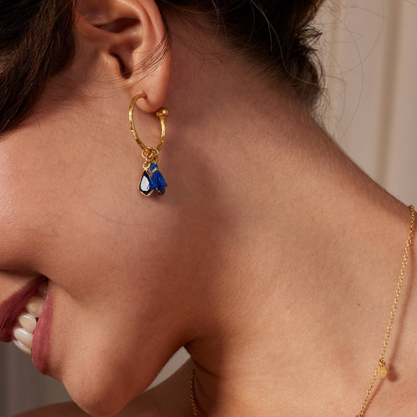 Ashiana London - Wholesale Hoop Earrings - Nicky Navy Small Charm Hoops1