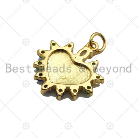 BestBeads&Beyond – Pendente/pingente individual por atacado – CZ mau-olhado em forma de coração charme, 17x19mm, Sku #Z12862
