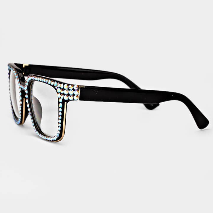 Sensibling Corp. - Wholesale Sunglasses - Women's - Crystal Embellished Clear Lens Wayfarer Sunglasses8