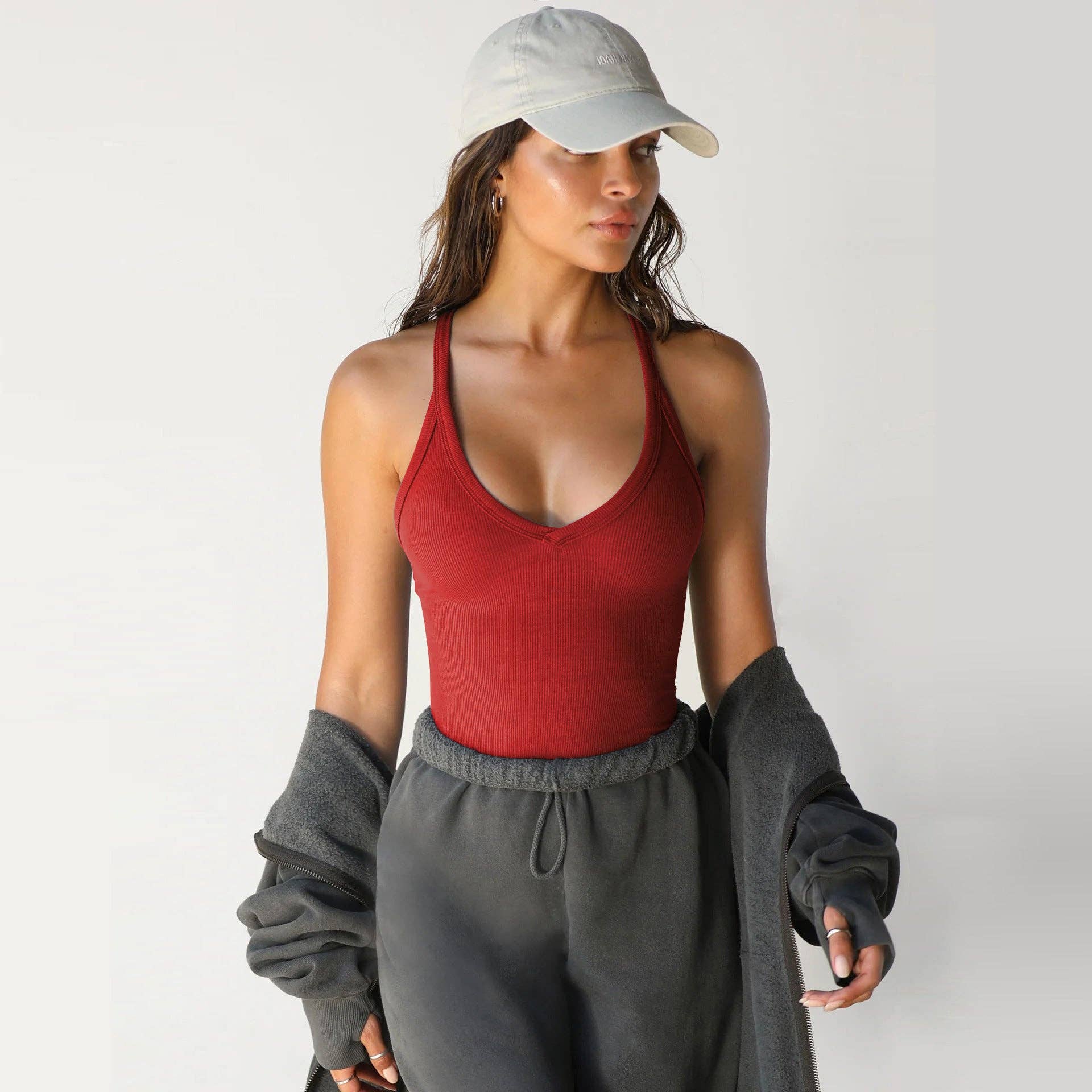 Dipped Shop - Wholesale Knit Top - Women's - Sexy Slim Knitted V-Neck Spaghetti Top DP25B46111