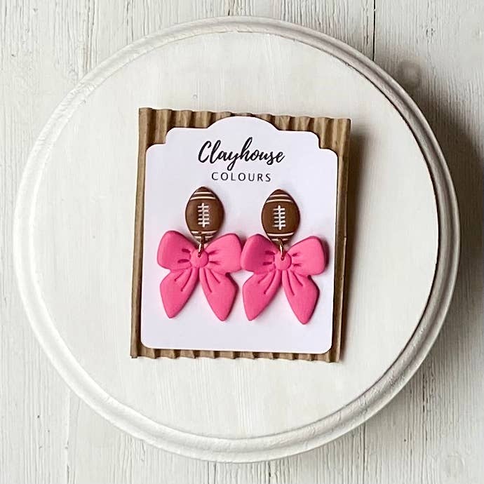 Clayhouse Colours - Vente Boucles d'oreilles pendantes - Boucles d'oreilles Football & Nœud9