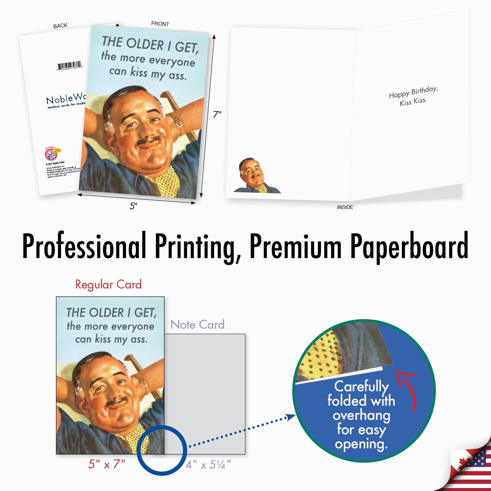 NobleWorks - Wholesale Birthday Card - Birthday Card - Man Everyone Kiss My Ass4