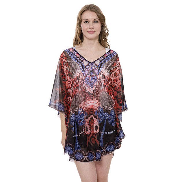 Mixed Print Cover Up Poncho for wholesale by Madeline Love