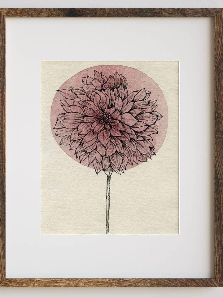 Raspberry Dahlia Art Print for wholesale by Jradartdesign