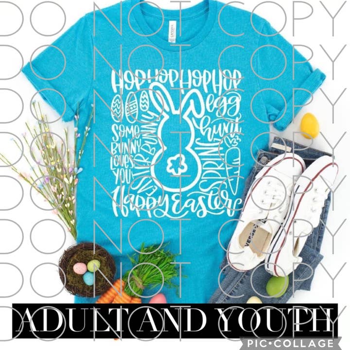 Oster-Wort-Typografie Einzelfarbe (Erwachsene & Jugendliche) für den Großhandel von Heat Transfer Hub