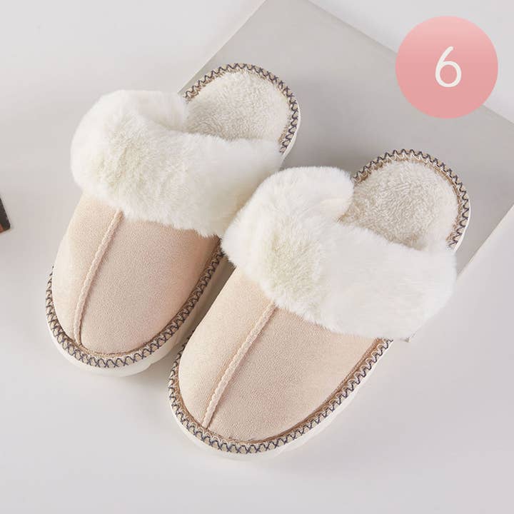 6Pairs - Fuzzy Plush Home Indoor Floor Slippers for wholesale by Sensibling Corp.